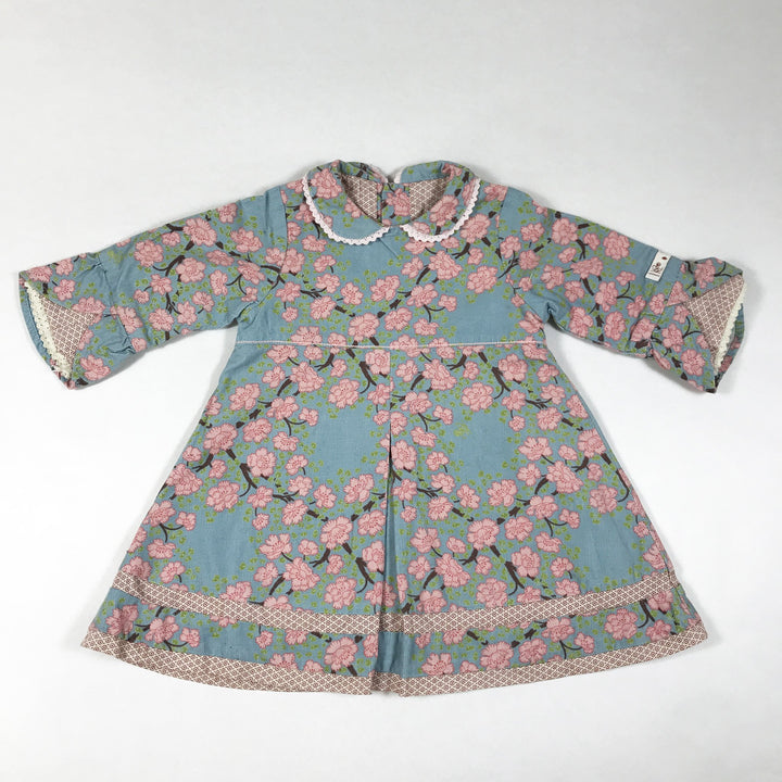 Kenzo kids blue and pink floral long-sleeved collared dress 6M/67