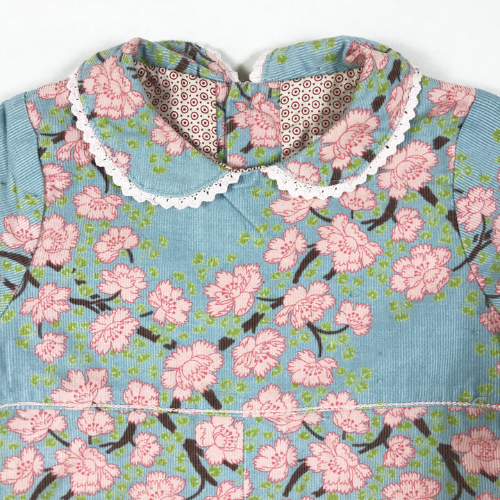 Kenzo kids blue and pink floral long-sleeved collared dress 6M/67