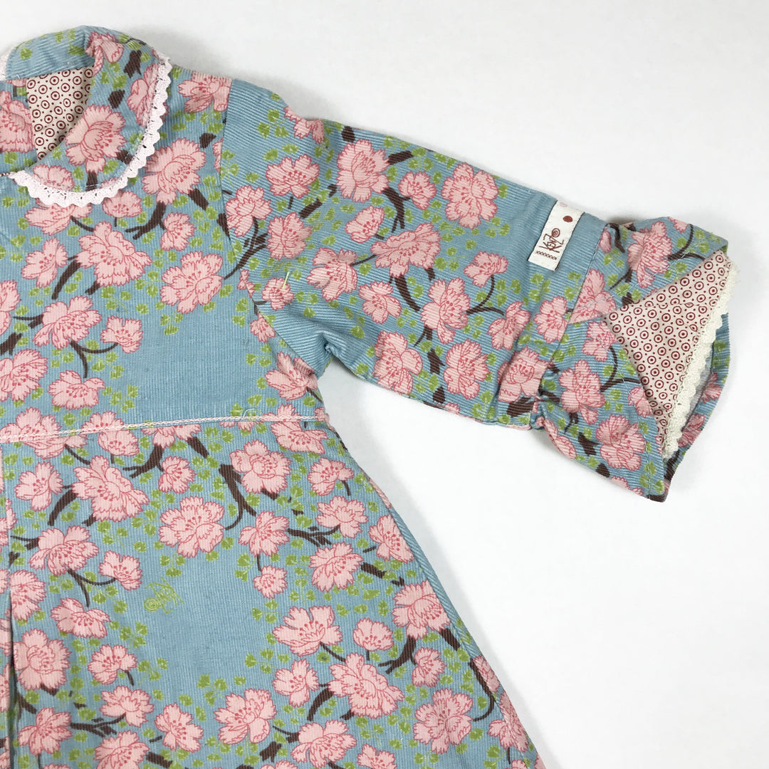 Kenzo kids blue and pink floral long-sleeved collared dress 6M/67