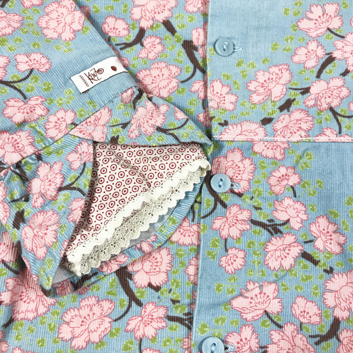 Kenzo kids blue and pink floral long-sleeved collared dress 6M/67