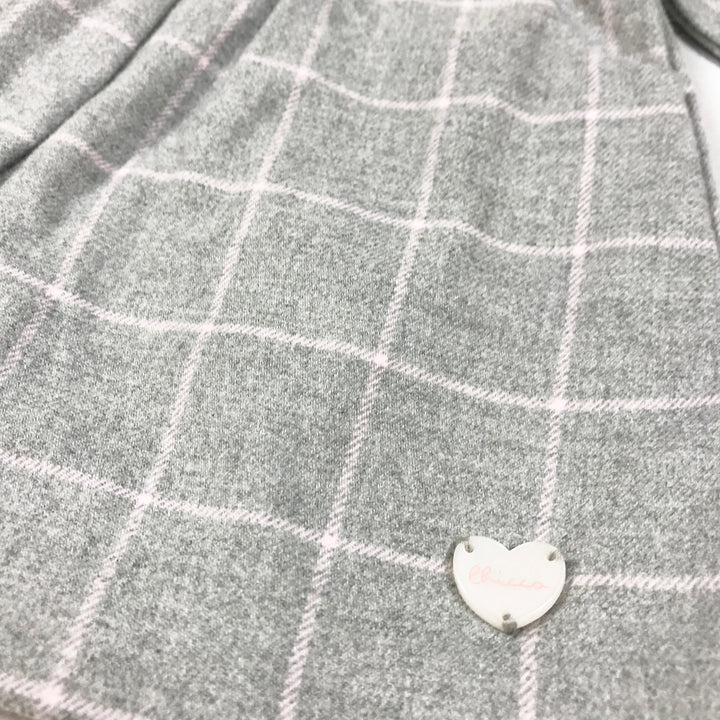 Chicco grey checked long-sleeved collared dress 3M/56