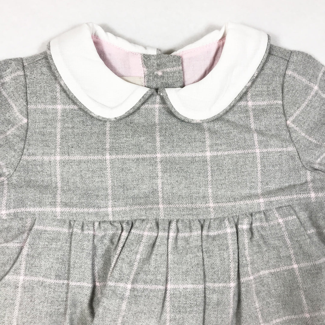Chicco grey checked long-sleeved collared dress 3M/56