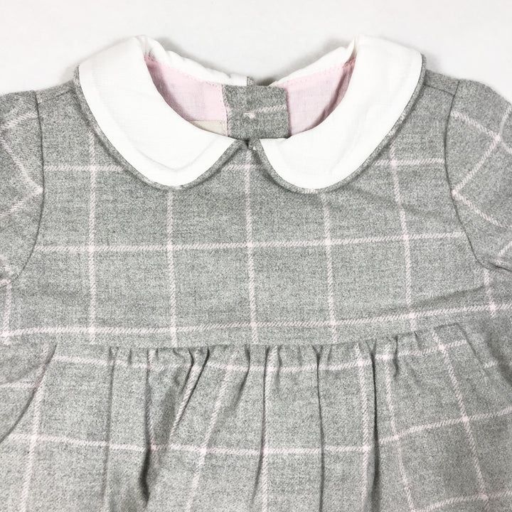 Chicco grey checked long-sleeved collared dress 3M/56