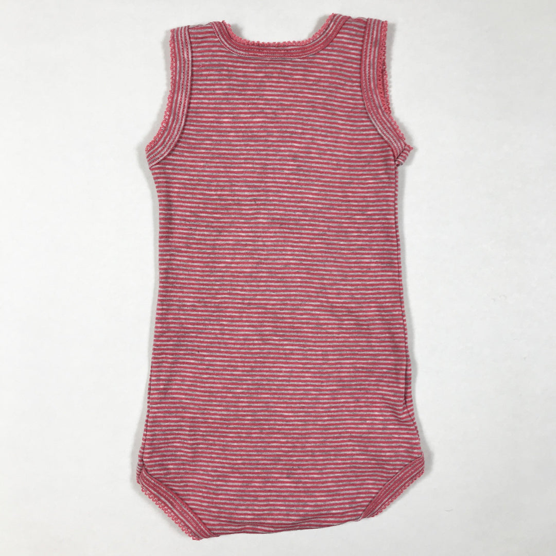 Petit Bateau pink and grey striped sleeveless body 3M/60