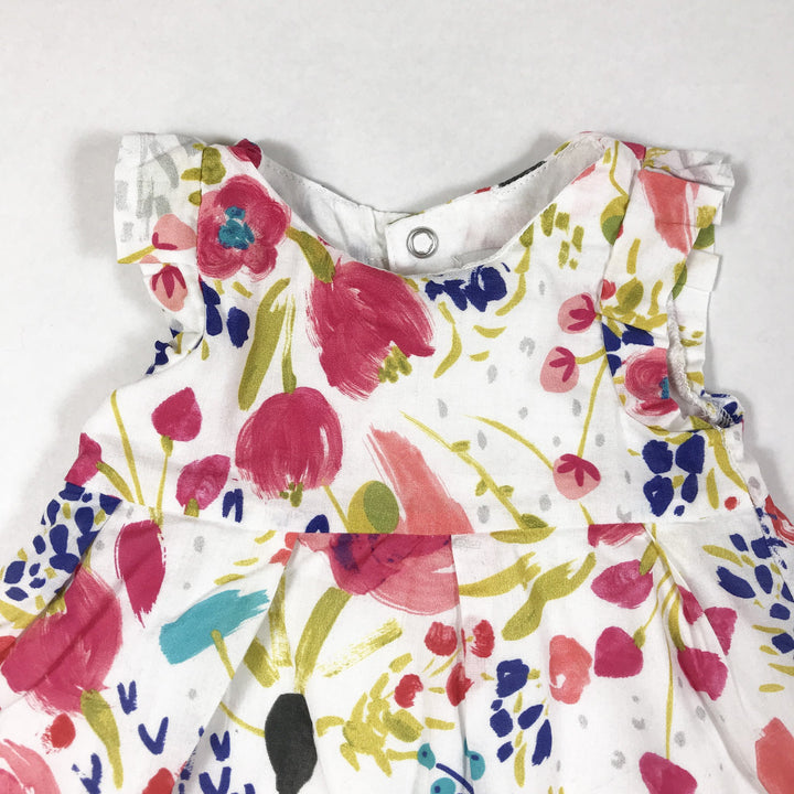Catimini white and pink floral print short-sleeved dress with matching bloomers 1M/53
