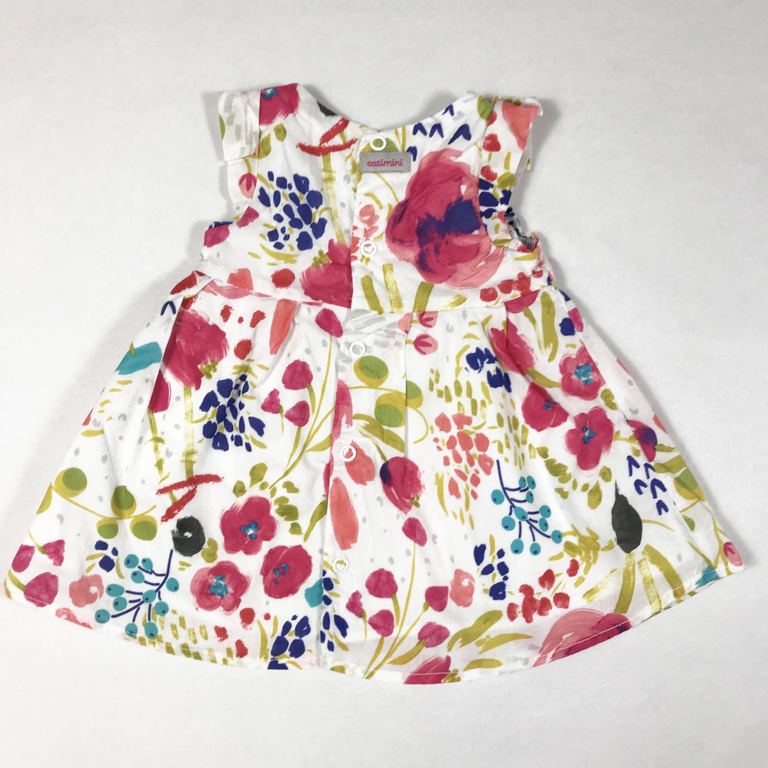 Catimini white and pink floral print short-sleeved dress with matching bloomers 1M/53