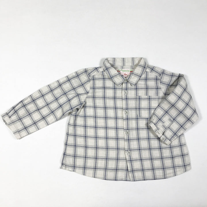 Bonpoint grey and blue checked long-sleeved shirt 12M