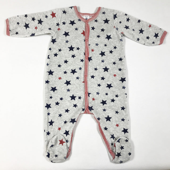 Petit Bateau grey star print pyjamas with feet 9M/71