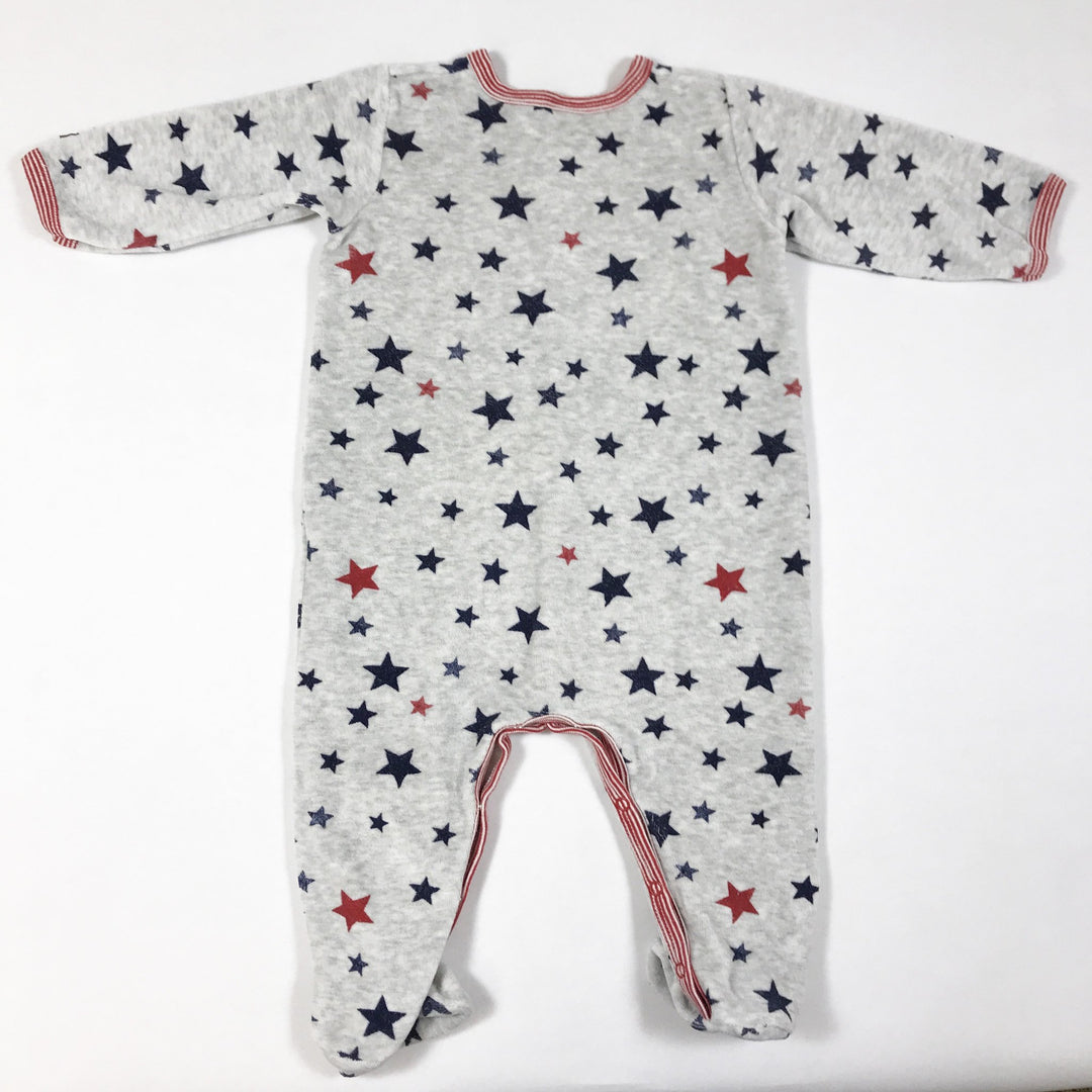 Petit Bateau grauer Pyjama mit Sternendruck und Füssen 9M/71