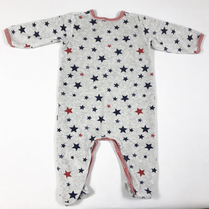 Petit Bateau grauer Pyjama mit Sternendruck und Füssen 9M/71