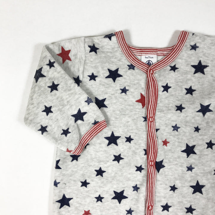 Petit Bateau grey star print pyjamas with feet 9M/71