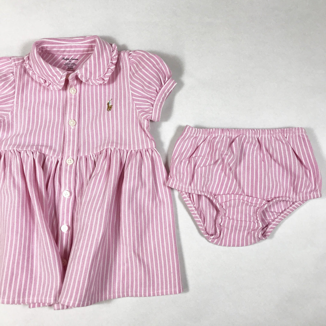 Ralph Lauren rosa gestreiftes kurzärmeliges Kleid mit Pumphose 9M