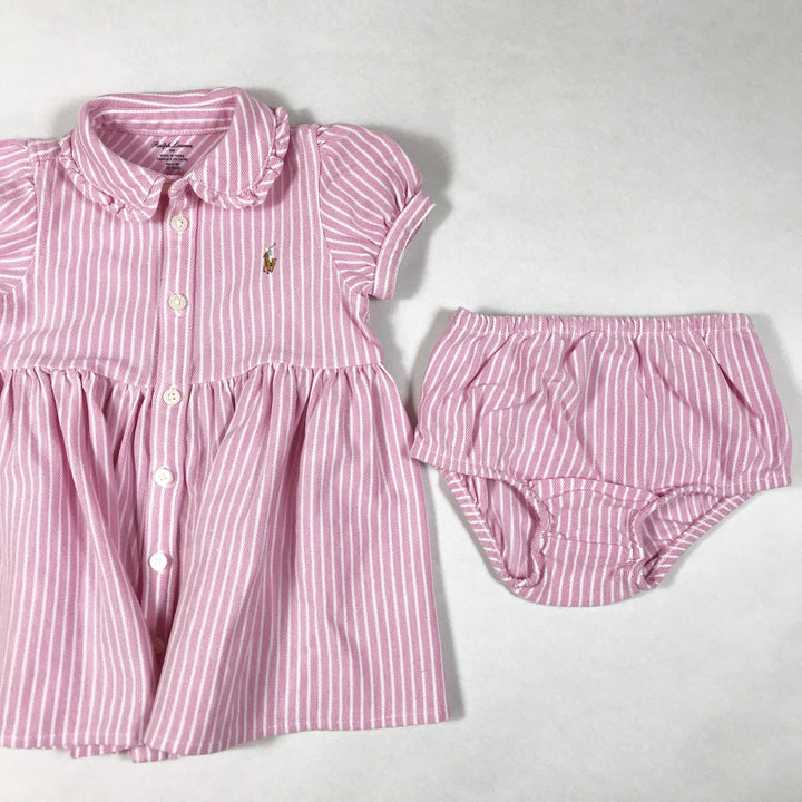 Ralph Lauren rosa gestreiftes kurzärmeliges Kleid mit Pumphose 9M
