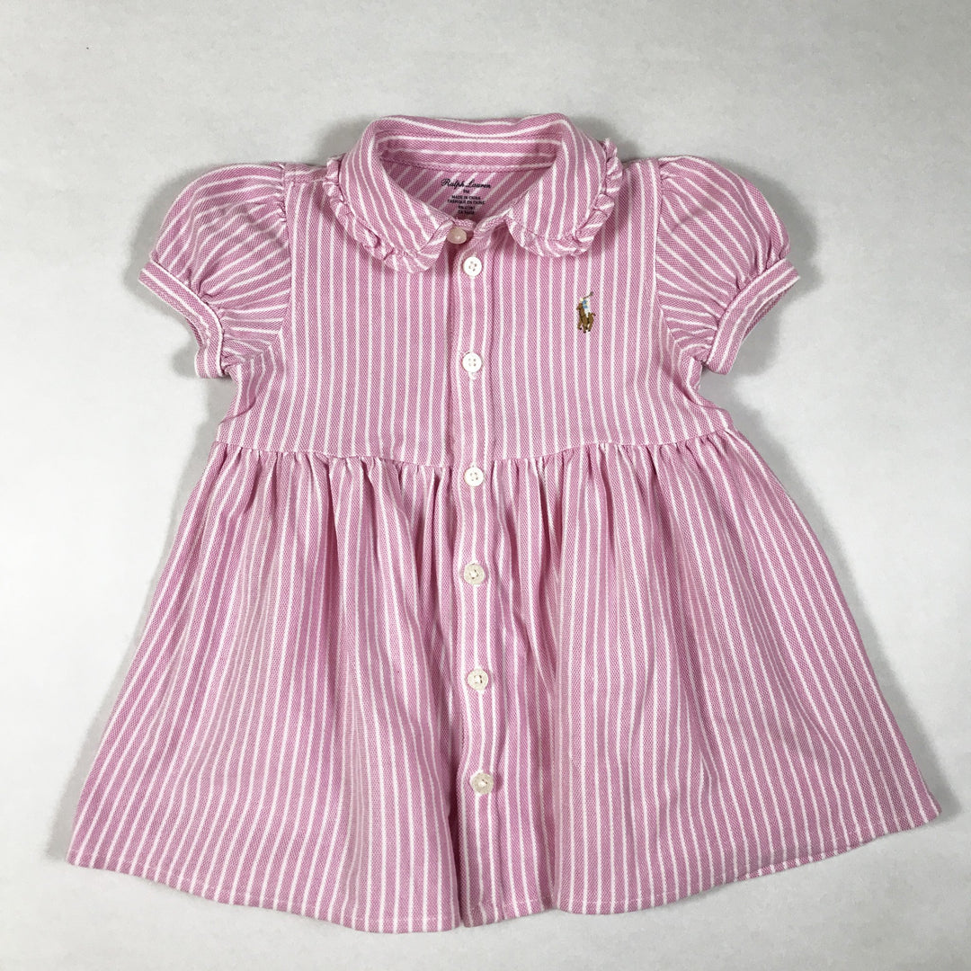 Ralph Lauren rosa gestreiftes kurzärmeliges Kleid mit Pumphose 9M