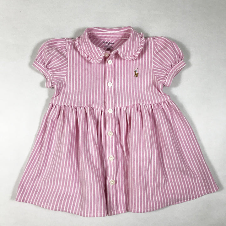 Ralph Lauren rosa gestreiftes kurzärmeliges Kleid mit Pumphose 9M