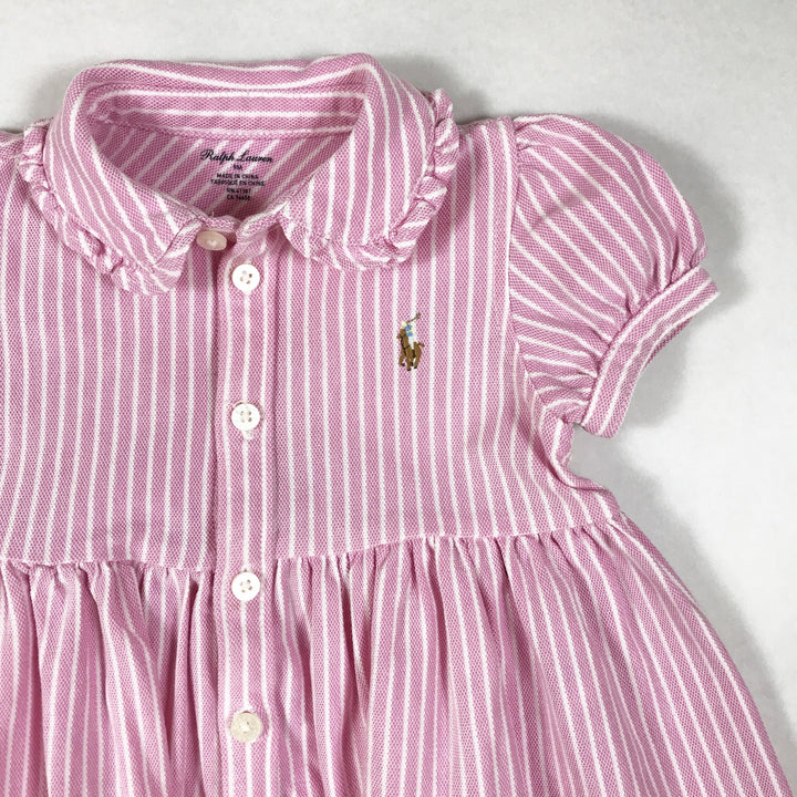 Ralph Lauren rosa gestreiftes kurzärmeliges Kleid mit Pumphose 9M