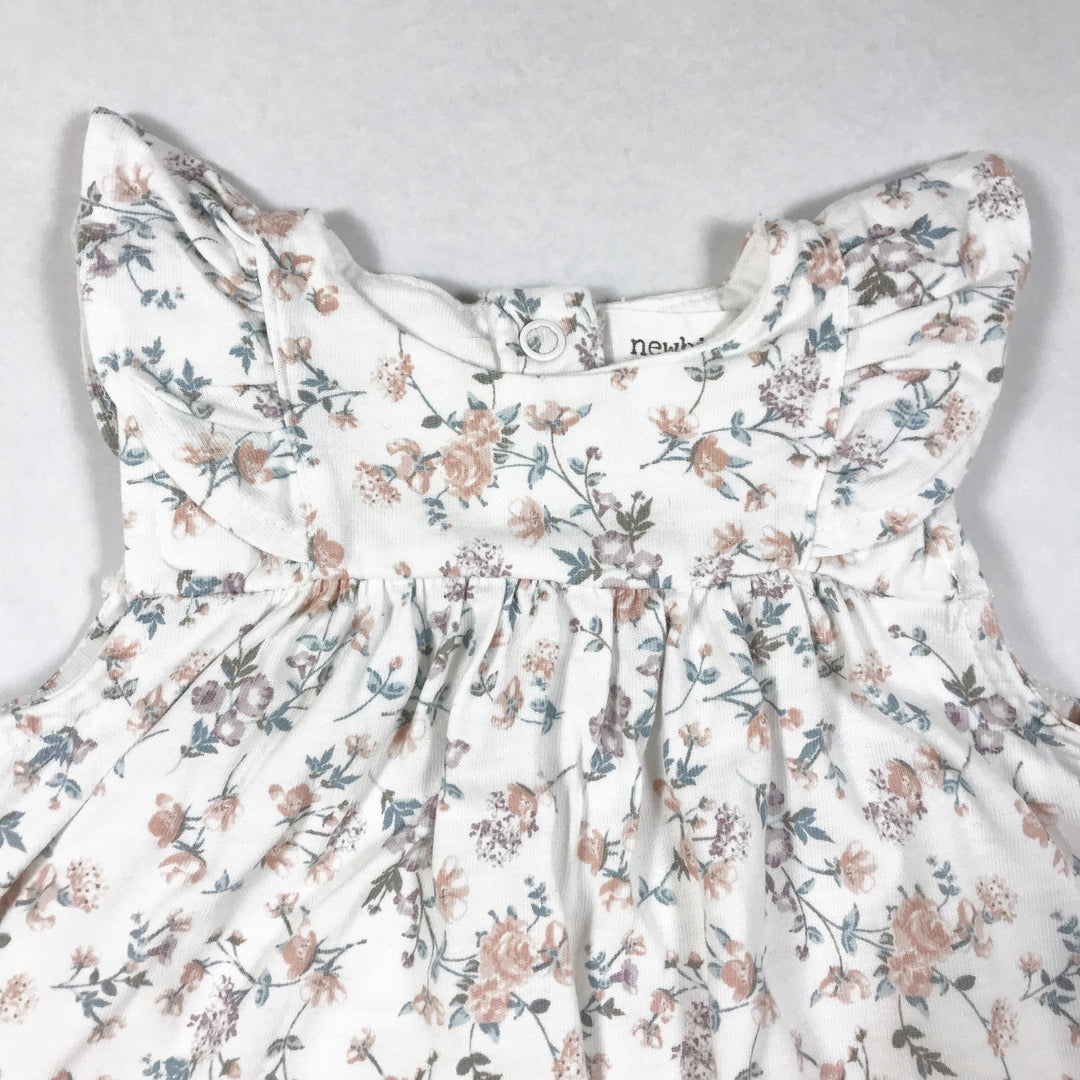 Newbie white floral sleeveless dress with frill detailing 68