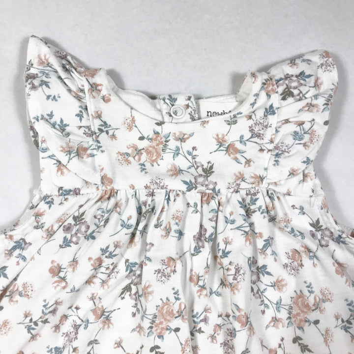 Newbie white floral sleeveless dress with frill detailing 68