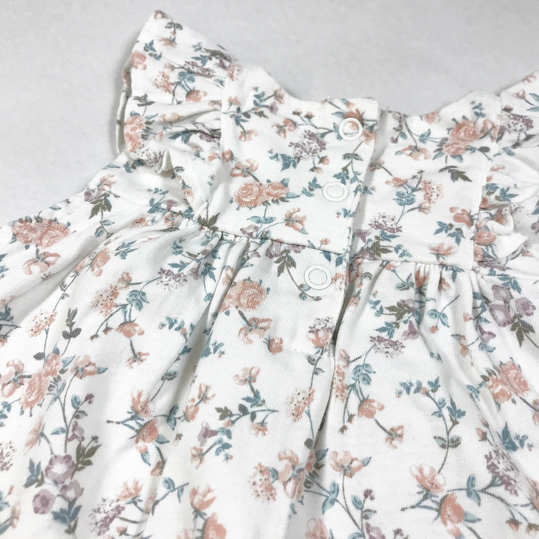 Newbie white floral sleeveless dress with frill detailing 68