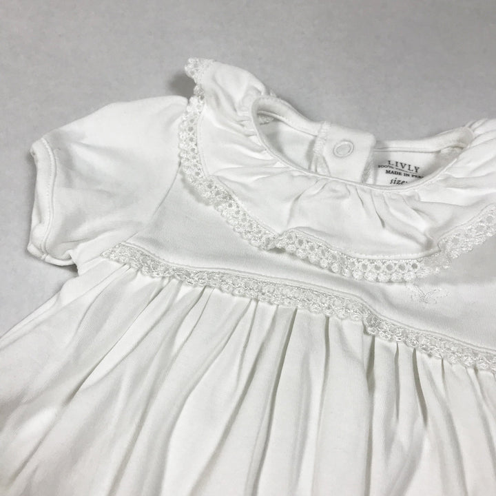 Livly white short-sleeved dress with frill detail collar NB