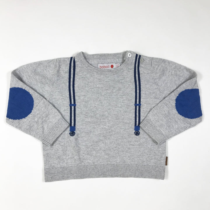 Boboli grey knit pullover with suspender application 18M/86