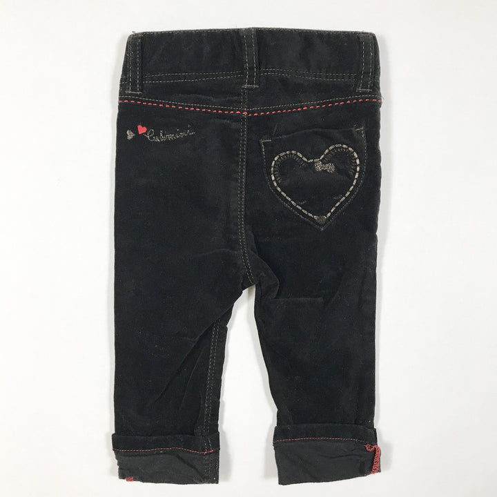 Catimini black corduroy trousers with heart pockets 6M/68
