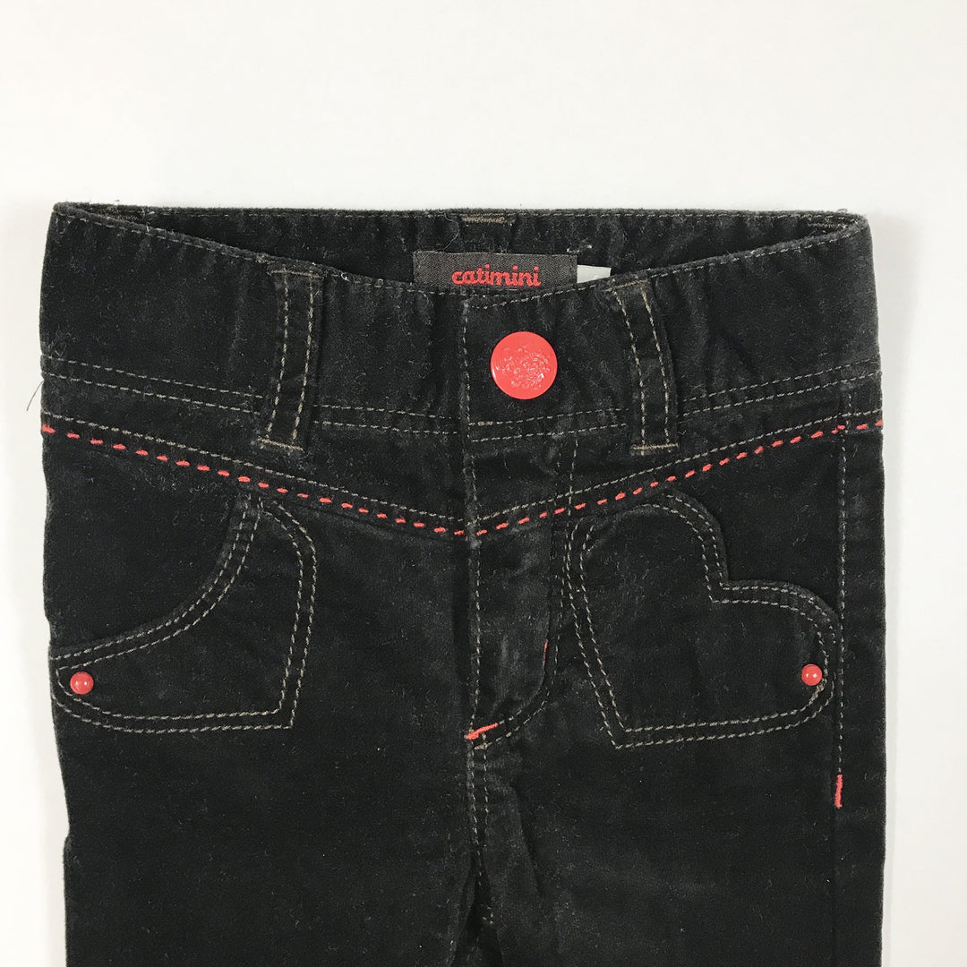 Catimini black corduroy trousers with heart pockets 6M/68