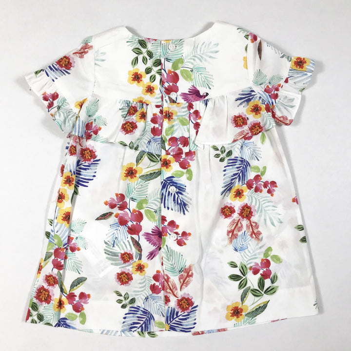 Zara white floral print short-sleeved dress with frill detail 9-12M/80