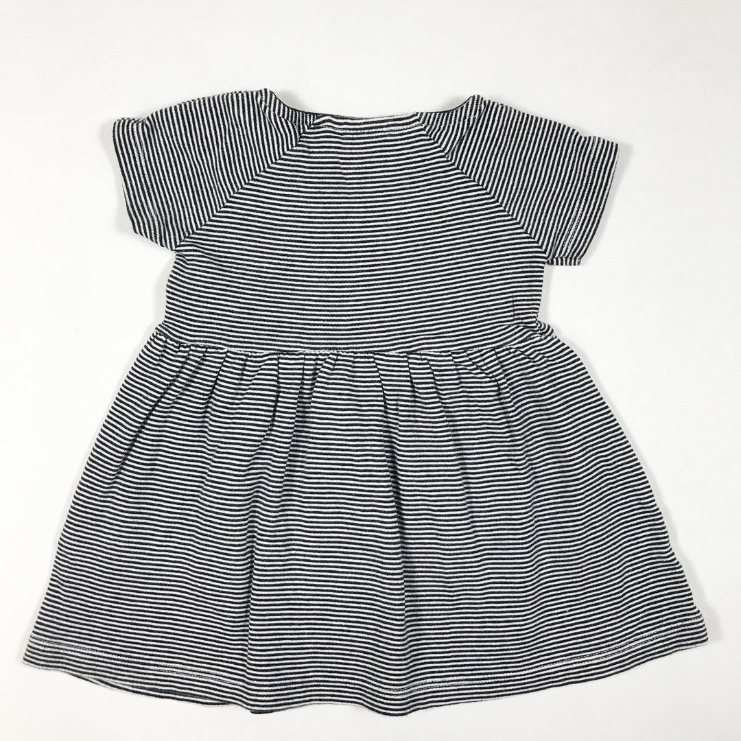Petit Bateau blue and white short-sleeved dress with red bow 6M/67