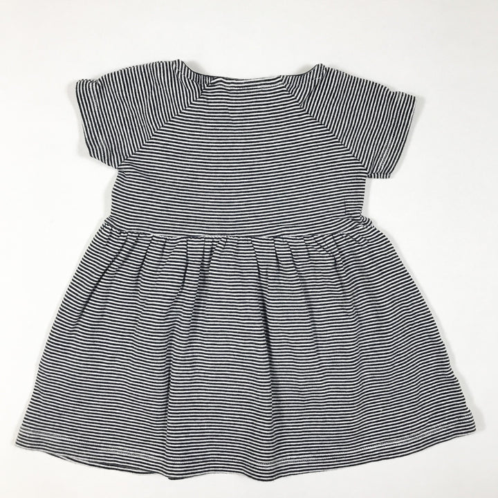 Petit Bateau blue and white short-sleeved dress with red bow 6M/67