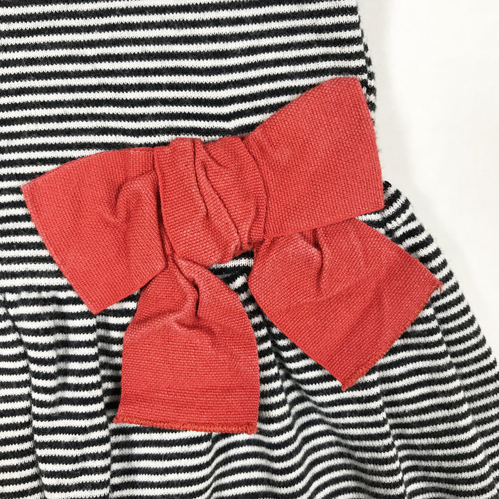 Petit Bateau blue and white short-sleeved dress with red bow 6M/67