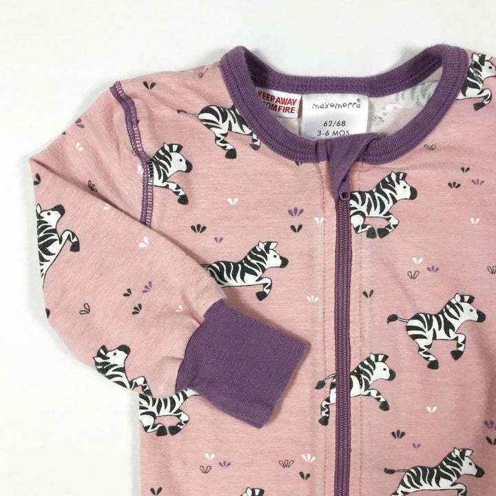 Maxomorra purple long-sleeved zip jumpsuit with zebras 62-68