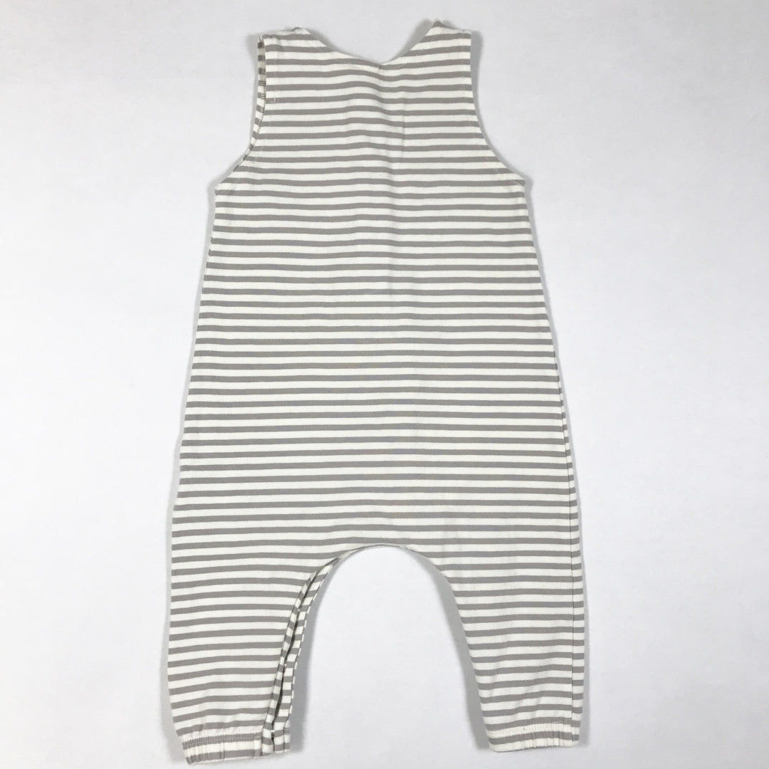 Quincy Mae ecru and grey striped sleeveless jumpsuit 3-6M