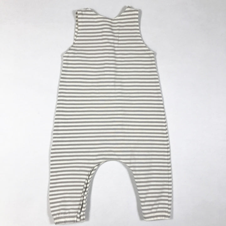 Quincy Mae ecru and grey striped sleeveless jumpsuit 3-6M