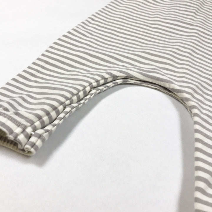 Quincy Mae ecru and grey striped sleeveless jumpsuit 3-6M