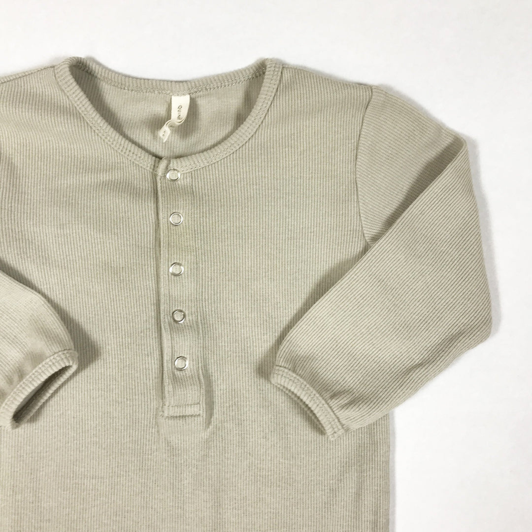 Quincy Mae beige long-sleeved ribbed jumpsuit 18-24M