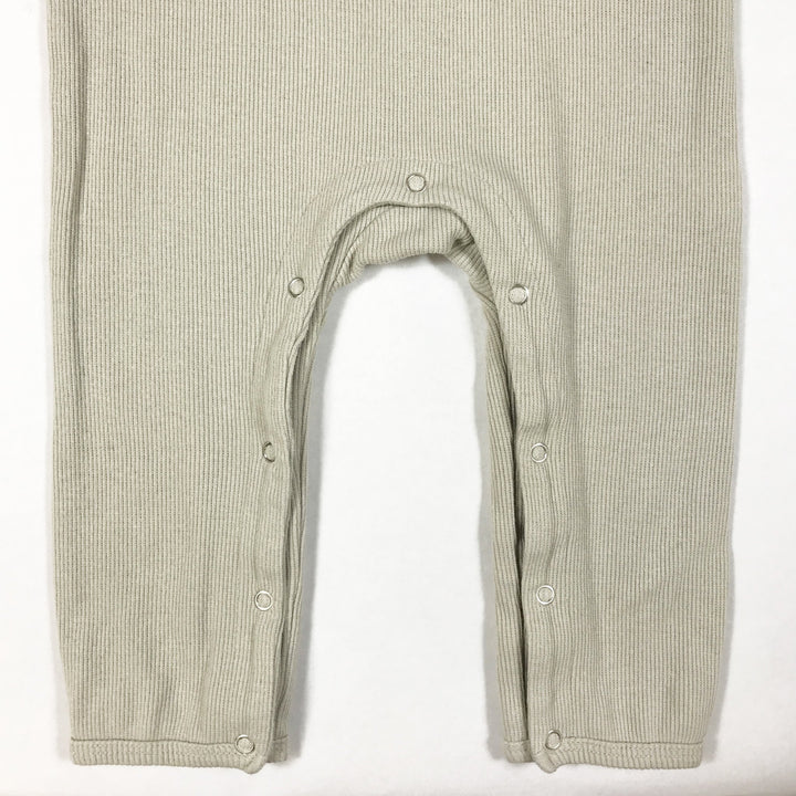 Quincy Mae beige long-sleeved ribbed jumpsuit 18-24M