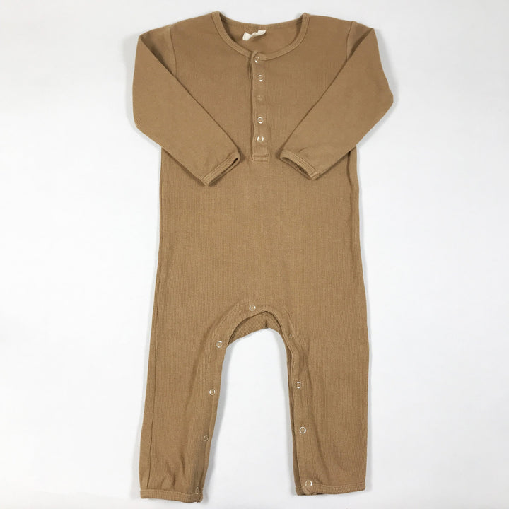Quincy Mae terracotta long-sleeved ribbed jumpsuit 18-24M
