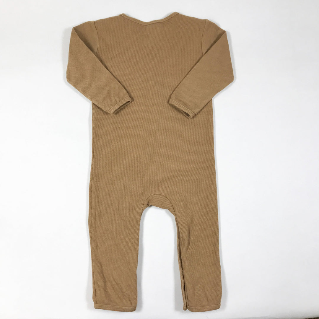Quincy Mae terracotta long-sleeved ribbed jumpsuit 18-24M