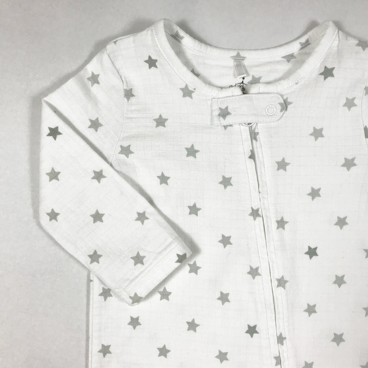 Aden + Anais white star print long-sleeved zip pyjamas 3-6M