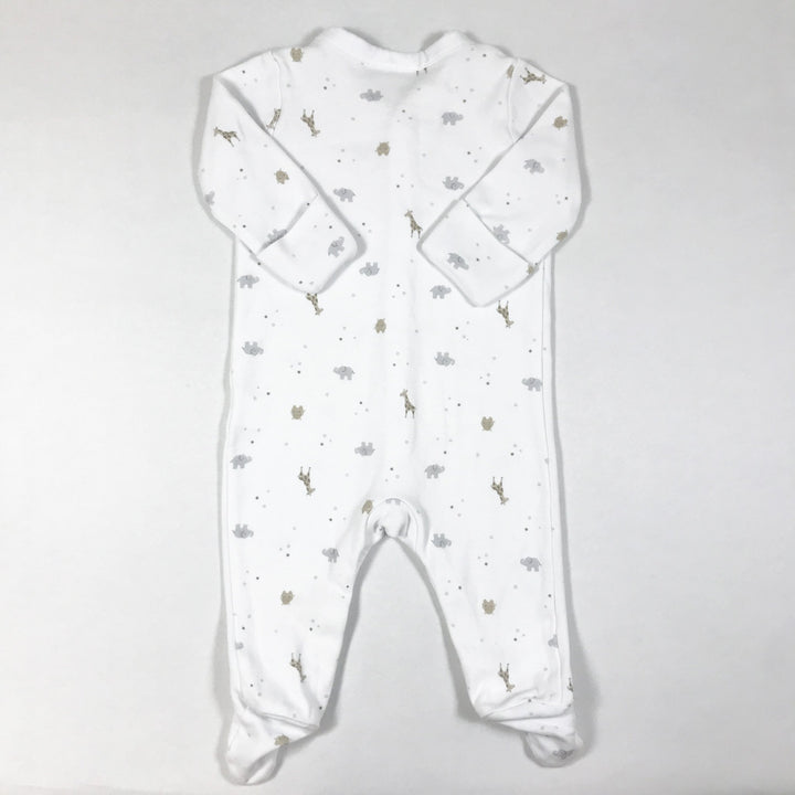 The Little White Company white animal print long-sleeved pyjamas with feet 3-6M