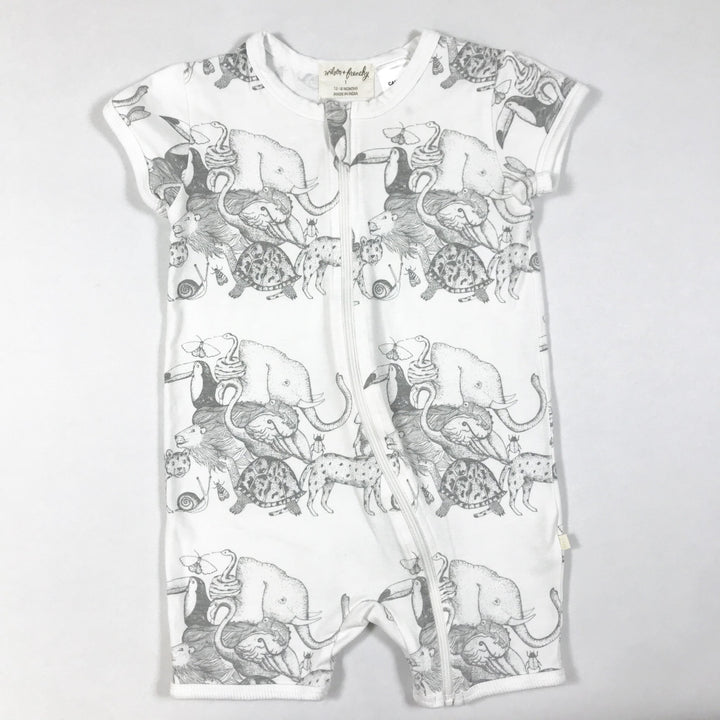 Wilson + Frenchy organic short-sleeved animalia print zip jumpsuit 12-18M