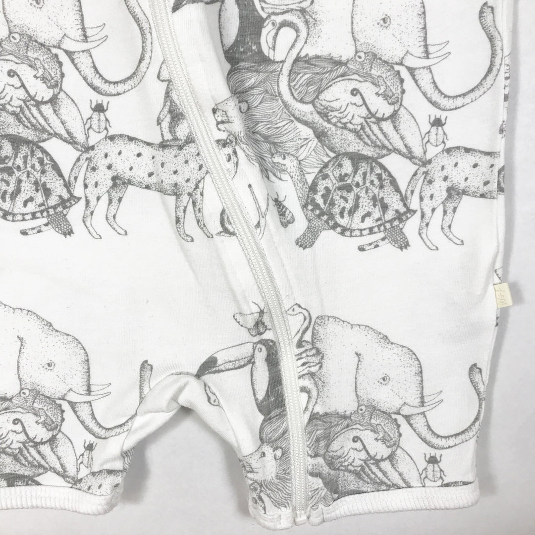 Wilson + Frenchy organic short-sleeved animalia print zip jumpsuit 12-18M