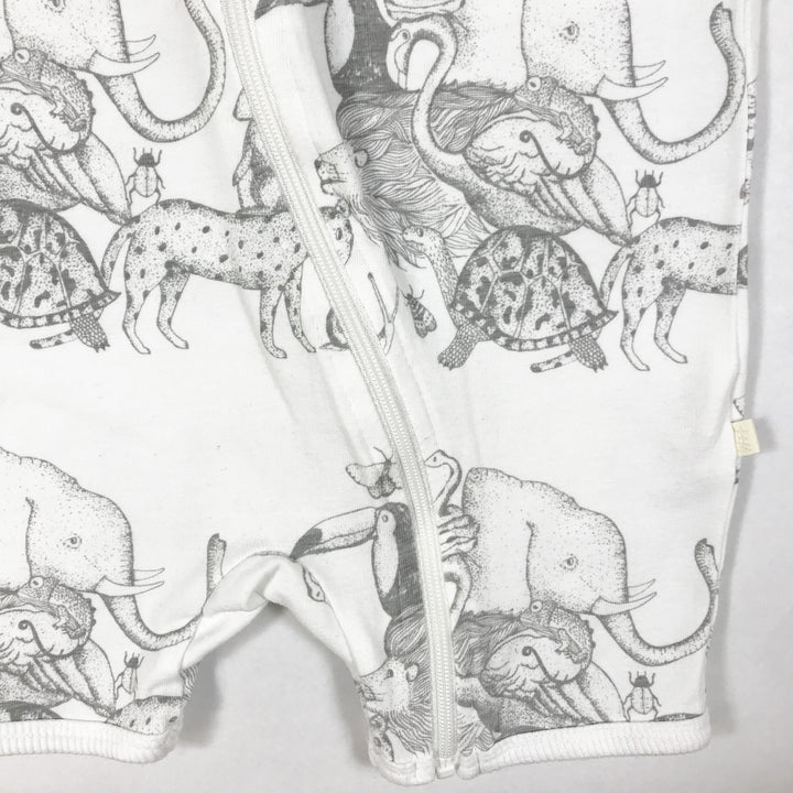 Wilson + Frenchy organic short-sleeved animalia print zip jumpsuit 12-18M