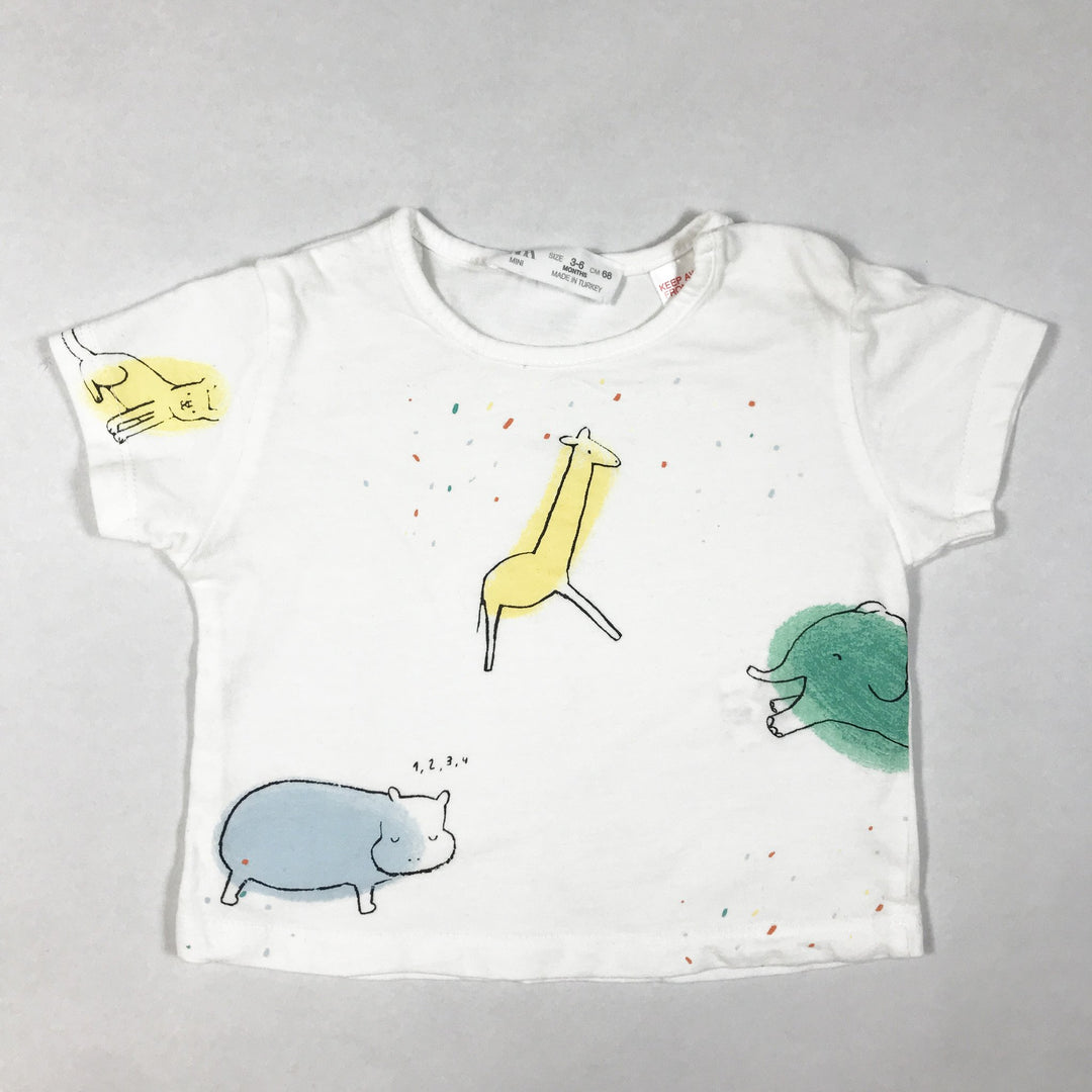 Zara white short-sleeved animal print t-shirt 3-6M/68
