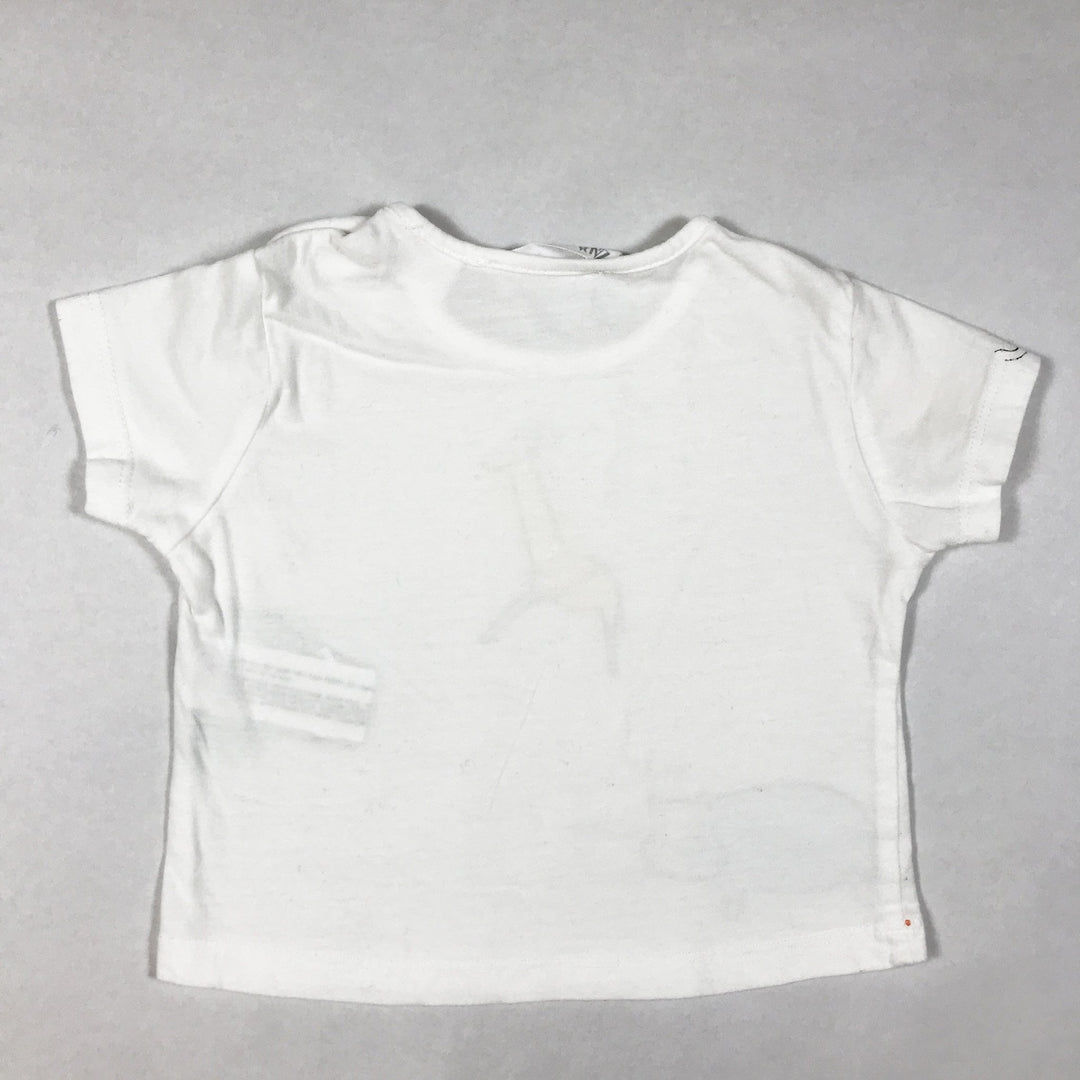 Zara white short-sleeved animal print t-shirt 3-6M/68