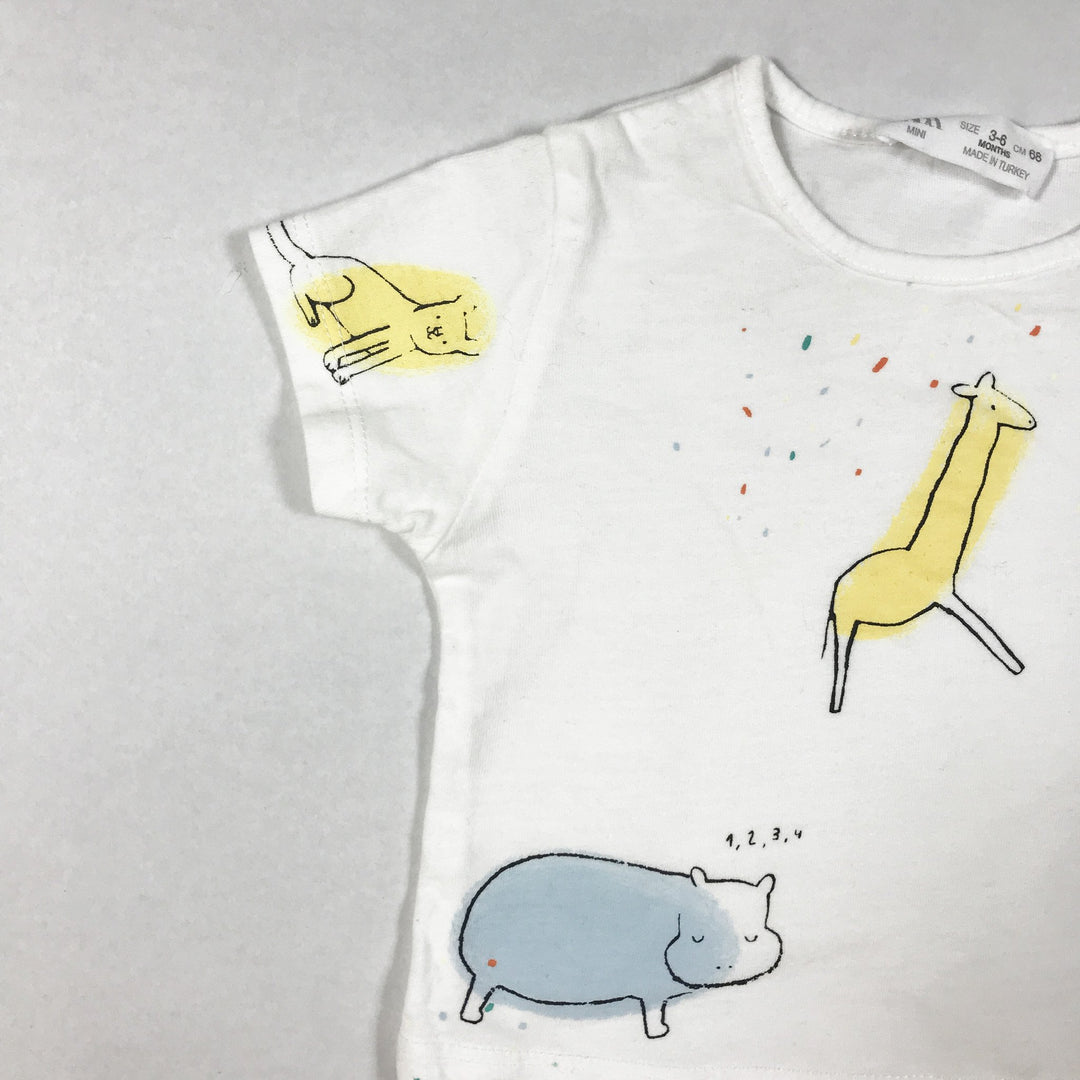 Zara white short-sleeved animal print t-shirt 3-6M/68
