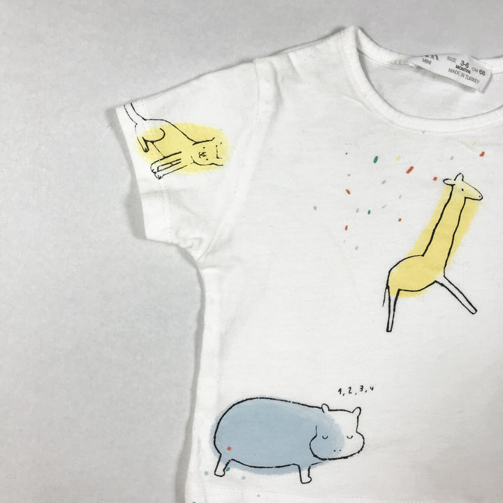 Zara white short-sleeved animal print t-shirt 3-6M/68