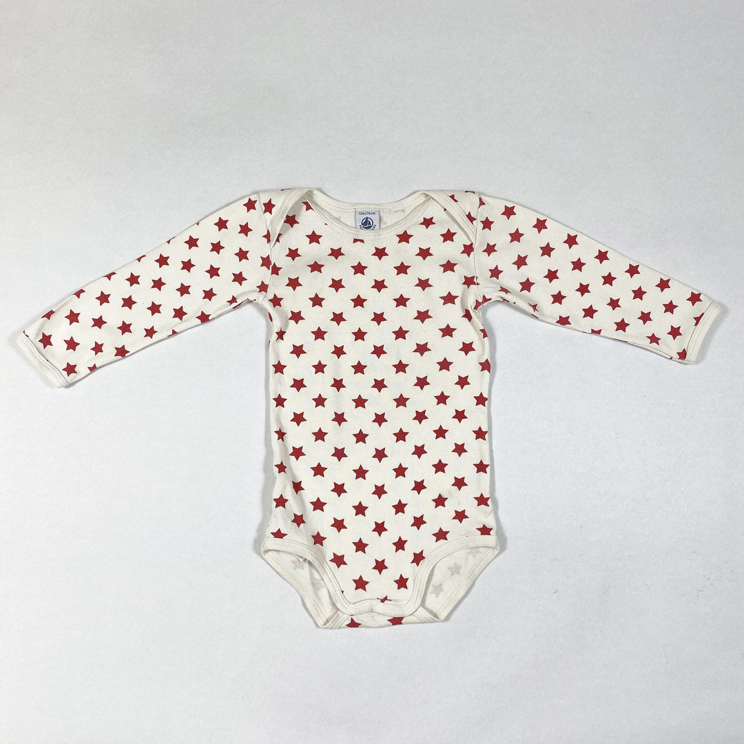 Petit Bateau red star printed long-sleeved onesie 12M/74