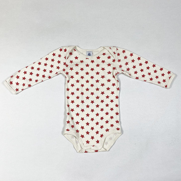 Petit Bateau red star printed long-sleeved onesie 12M/74